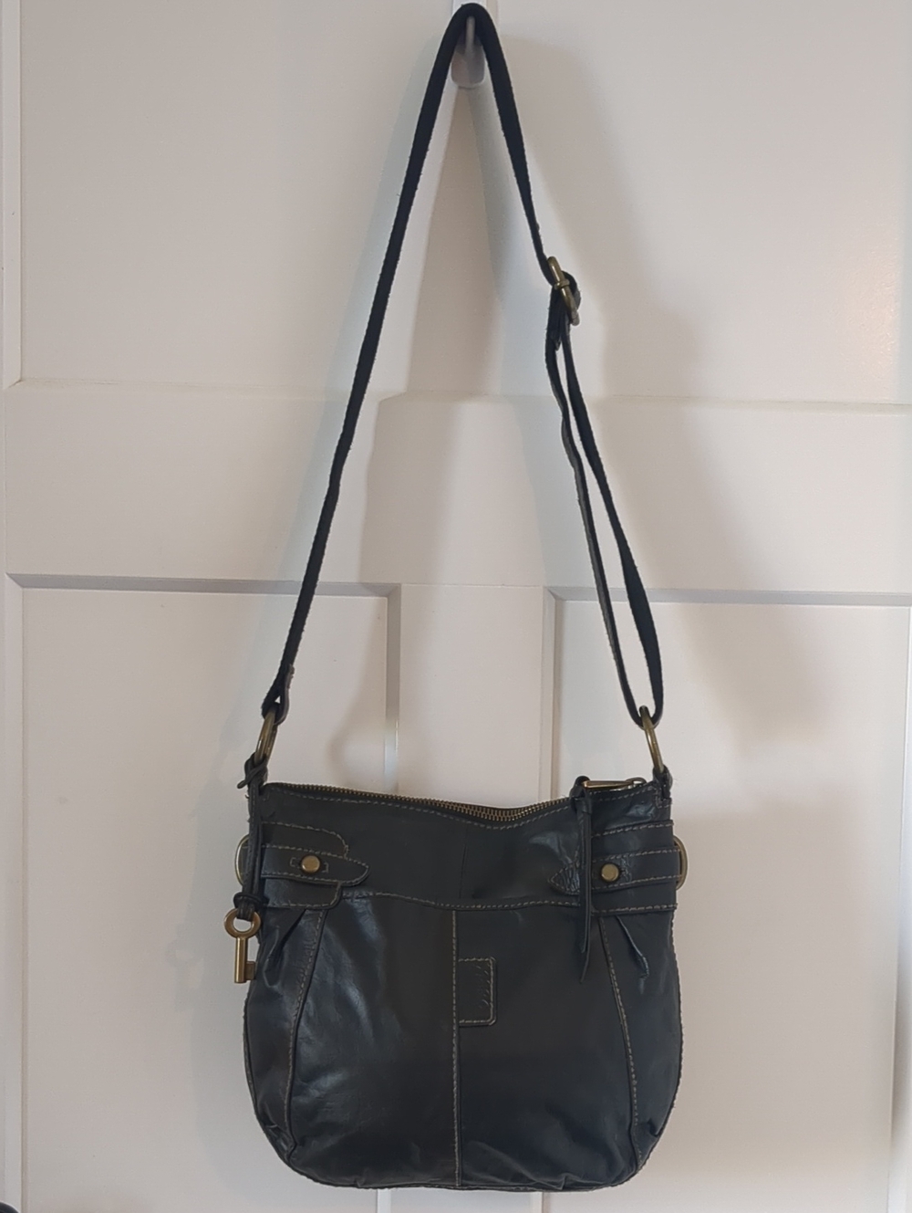 Fossil Black Leather Crossbody Bag